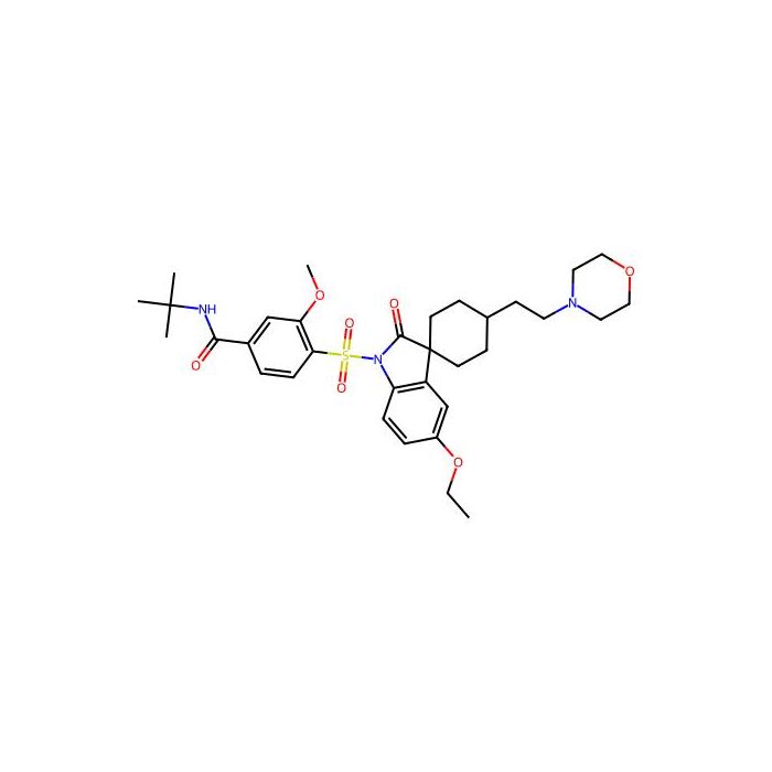 N-tert-butyl-4-[5'-ethoxy-4-(2-morpholin-4-ylethyl)-2'-oxospiro[cyclohexane-1,3'-indole]-1'-yl]sulfonyl-3-methoxybenzamide, 血管加压素 V2 受体拮抗剂