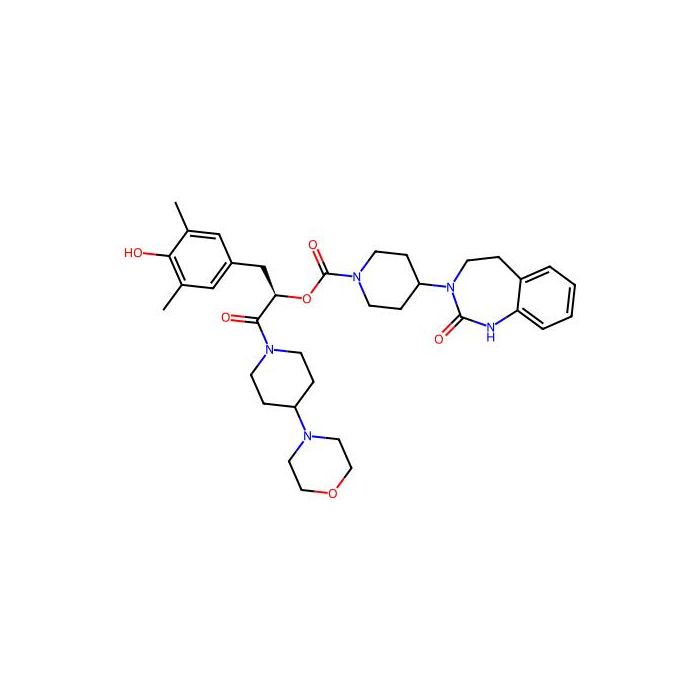 4-(2-Oxo-1,2,4,5-tetrahydro-3H-1,3-benzodiazepine-3-yl)piperidine-1-carboxylic acid (R)-alpha-((4-morpholinopiperidino)carbonyl)-3,5-dimethyl-4-hydroxyphenethyl ester, 降钙素基因相关肽 1 型受体拮抗剂