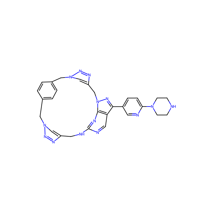 23-(6-piperazin-1-ylpyridin-3-yl)-1,4,5,6,13,14,15,18,20,24,26-undecazahexacyclo[17.5.2.28,11.13,6.113,16.022,25]triaconta-3(30),4,8(29),9,11(28),14,16(27),19,21,23,25-undecaene, AXL 受体酪氨酸激酶抑制剂；fms 相关受体酪氨酸激酶 3 抑制剂