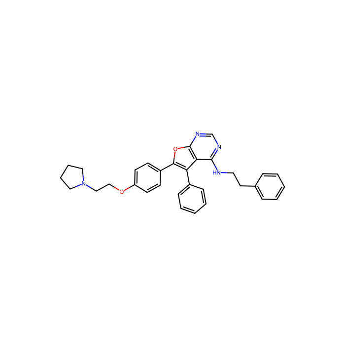 5-phenyl-N-(2-phenylethyl)-6-[4-(2-pyrrolidin-1-ylethoxy)phenyl]furo[3,2-e]pyrimidin-4-amine, LCK 原癌基因抑制剂; Src 家族酪氨酸激酶; 酪氨酸激酶非受体 2 抑制剂