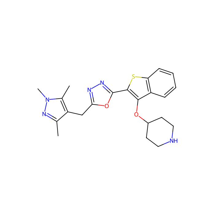 2-(3-piperidin-4-yloxy-1-benzothiophen-2-yl)-5-[(1,3,5-trimethylpyrazol-4-yl)methyl]-1,3,4-oxadiazole