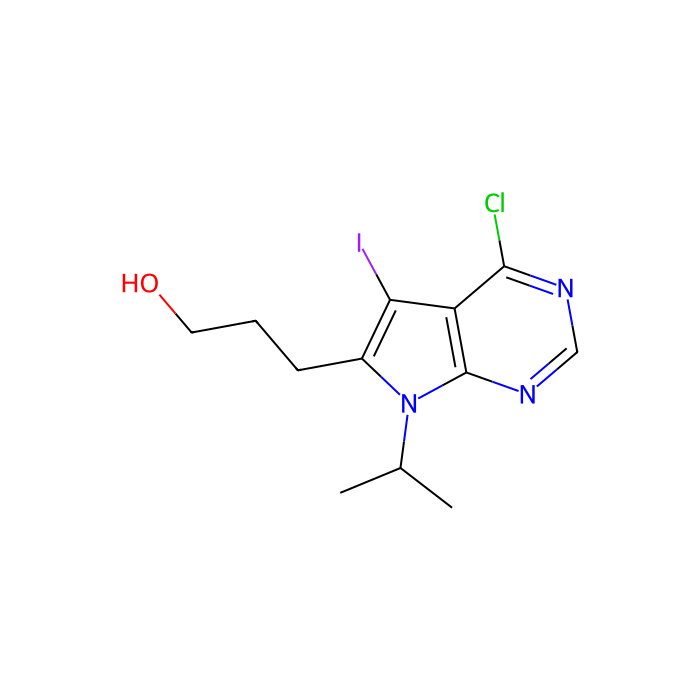 3-(4-chloro-5-iodo-7-isopropyl-pyrrolo[2,3-d]pyrimidin-6-yl)propan-1-ol