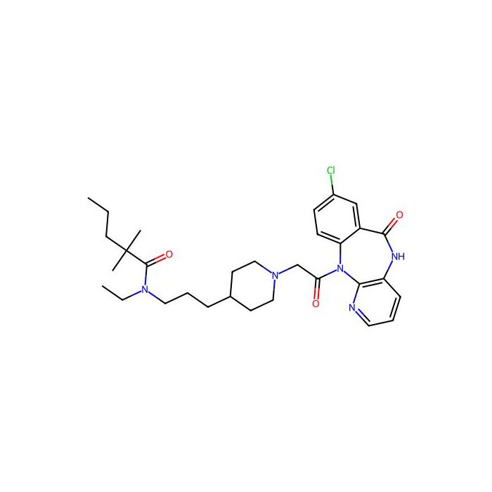 Pentanamide, N-(3-(1-(2-(8-chloro-5,6-dihydro-6-oxo-11H-pyrido(2,3-b)(1,4)benzodiazepin-11-yl)-2-oxoethyl)-4-piperidinyl)propyl)-N-ethyl-2,2-dimethyl-