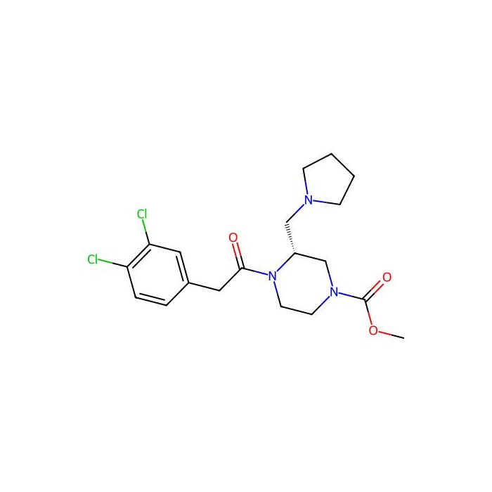 1-Piperazinecarboxylic acid, 4-((3,4-dichlorophenyl)acetyl)-3-(1-pyrrolidinylmethyl)-, methyl ester, (3R)-