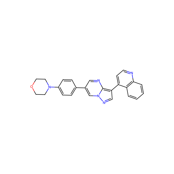 4-[4-(3-quinolin-4-ylpyrazolo[1,5-a]pyrimidin-6-yl)phenyl]morpholine, 活化素 A 受体 1 型抑制剂;活化素 A 受体 1B 型抑制剂;活化素 A 受体 IL 型抑制剂;骨形态发生蛋白受体 IA 型抑制剂;骨形态发生蛋白受体 IB 型抑制剂;转化生长因子 beta 受体 1 抑制剂;转化生长因子 beta 受体 2 抑制剂