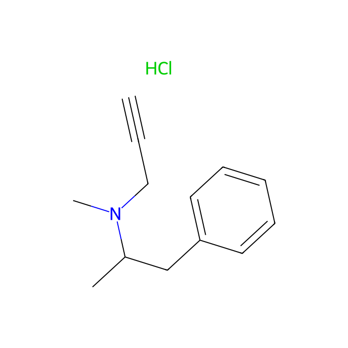 (R)-(-)-丙炔苯丙胺 盐酸盐, 单胺氧化酶 B 抑制剂