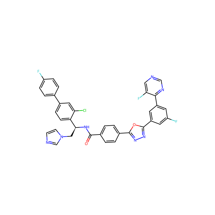 (R)-N-(1-(3-Chloro-4′-fluoro-[1,1′-biphenyl]-4-yl)-2-(1H-imidazol-1-yl)ethyl)-4-(5-(3-fluoro-5-(5-fluoropyrimidin-4-yl)phenyl)-1,3,4-oxadiazol-2-yl)benzamide, CYP51A1 抑制剂
