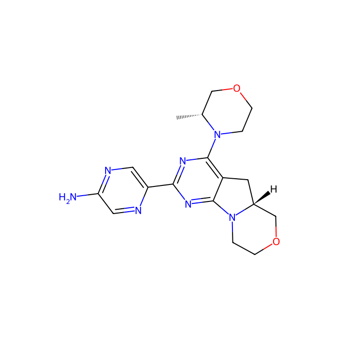 5-((R)-4-((R)-3-Methylmorpholino)-5a,6,8,9-tetrahydro-5H-pyrimido[5',4':4,5]pyrrolo[2,1-c][1,4]oxazin-2-yl)pyrazin-2-amine, 雷帕霉素激酶机制靶点抑制剂;3 型磷脂酰肌醇 3-激酶催化亚基抑制剂;磷脂酰肌醇-4;5-二磷酸 3-激酶催化亚基 alpha 抑制剂;磷脂酰肌醇-4;5-二磷酸 3-激酶催化亚基 beta 抑制剂