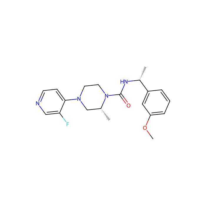 (2R)-4-(3-fluoropyridin-4-yl)-N-[(1R)-1-(3-methoxyphenyl)ethyl]-2-methylpiperazine-1-carboxamide, 蛋白激酶 C delta 抑制剂；Rho 相关含线圈蛋白激酶 2 抑制剂；核糖体蛋白 S6 激酶 A4 抑制剂；核糖体蛋白 S6 激酶 A5 抑制剂