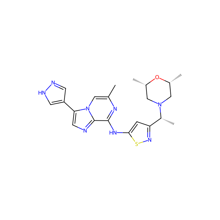 3-[(1R)-1-[(2R,6S)-2,6-dimethylmorpholin-4-yl]ethyl]-N-[6-methyl-3-(1H-pyrazol-4-yl)imidazo[1,2-a]pyrazin-8-yl]-1,2-thiazol-5-amine, 极光激酶 A 抑制剂；极光激酶 B 抑制剂；检查点激酶 1 抑制剂