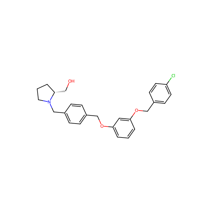 (R)-(1-(4-((3-((4-Chlorobenzyl)oxy)phenoxy)methyl)benzyl)pyrrolidin-2-yl)methanol, 鞘氨醇激酶 1 抑制剂；鞘氨醇激酶 2 抑制剂