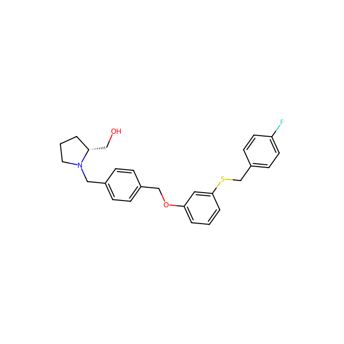 (R)-(1-(4-((3-((4-Fluorobenzyl)thio)phenoxy)methyl)benzyl)pyrrolidin-2-yl)methanol, 鞘氨醇激酶 1 抑制剂；鞘氨醇激酶 2 抑制剂