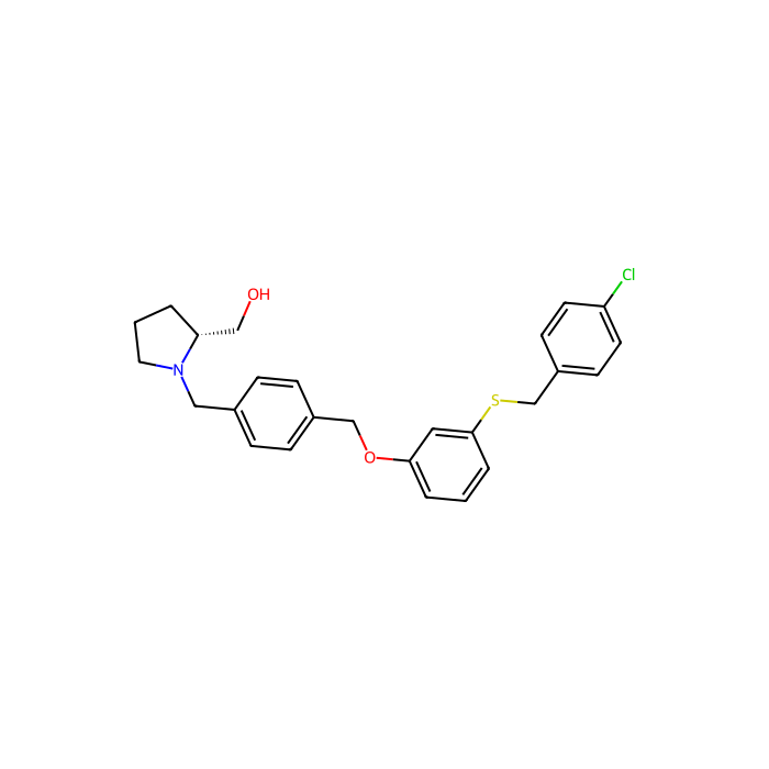 (R)-(1-(4-((3-((4-Chlorobenzyl)thio)phenoxy)methyl)benzyl)pyrrolidin-2-yl)methanol, 鞘氨醇激酶 1 抑制剂；鞘氨醇激酶 2 抑制剂