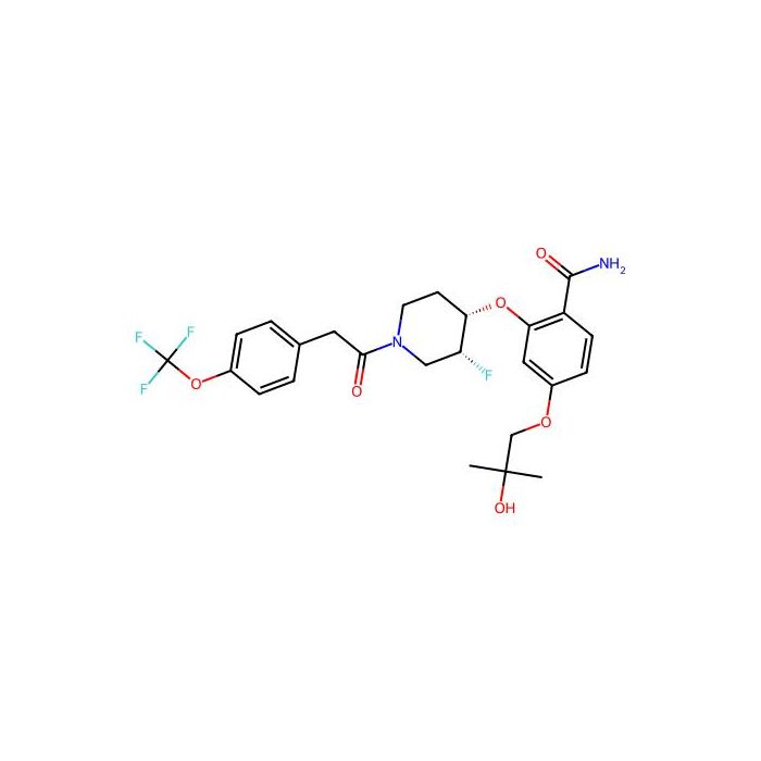 2-((3R,4S)-3-Fluoro-1-(2-(4-(trifluoromethoxy)phenyl)acetyl)piperidin-4-yloxy)-4-(2-hydroxy-2-methylpropoxy)benzamide