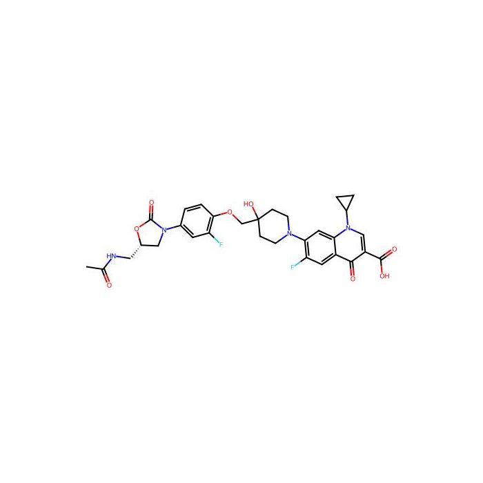 7-(4-((4-((5S)-5-(Acetamidomethyl)-2-oxo-oxazolidin-3-yl)-2-fluoro-phenoxy)methyl)-4-hydroxy-1-piperidyl)-1-cyclopropyl-6-fluoro-4-oxo-quinoline-3-carboxylic acid