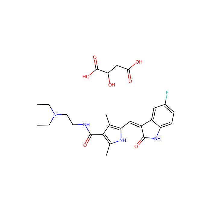 Sunitinib (SU11248) malate, 酪氨酸蛋白激酶受体 RET 抑制剂