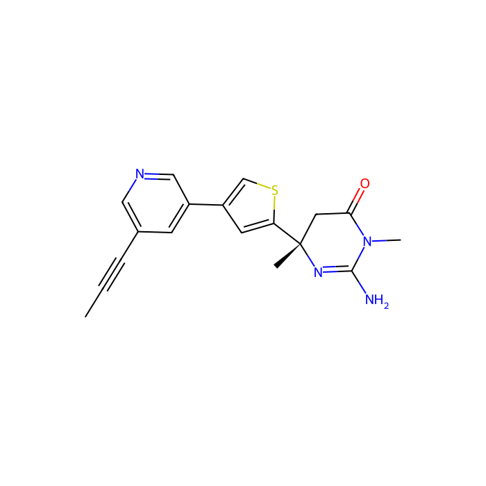 (6S)-2-amino-3,6-dimethyl-6-[4-(5-prop-1-ynylpyridin-3-yl)thiophen-2-yl]-5H-pyrimidin-4-one, beta 分泌酶 1 抑制剂