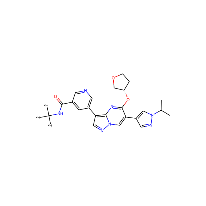 5-[5-[(3S)-oxolan-3-yl]oxy-6-(1-propan-2-ylpyrazol-4-yl)pyrazolo[1,5-a]pyrimidin-3-yl]-N-(trideuteriomethyl)pyridine-3-carboxamide, 成纤维细胞生长因子受体 1 抑制剂；成纤维细胞生长因子受体 2 抑制剂；成纤维细胞生长因子受体 3 抑制剂；成纤维细胞生长因子受体 4 抑制剂