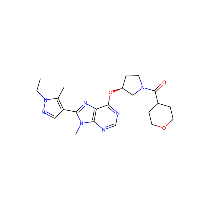 [(3S)-3-[8-(1-ethyl-5-methylpyrazol-4-yl)-9-methylpurin-6-yl]oxypyrrolidin-1-yl]-(oxan-4-yl)methanone, 磷脂酰肌醇-4;5-二磷酸 3-激酶催化亚基 alpha 抑制剂；磷脂酰肌醇-4;5-二磷酸 3-激酶催化亚基 beta 抑制剂；磷脂酰肌醇-4;5-二磷酸 3-激酶催化亚基 delta 抑制剂；磷脂酰肌醇-4;5-二磷酸 3-激酶催化亚基 gamma 抑制剂