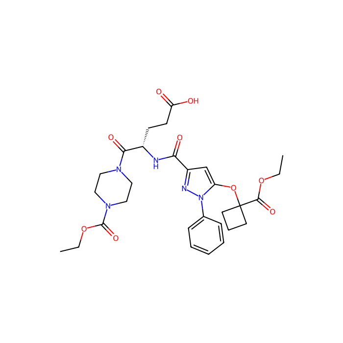 (4S)-4-({5-[1-(ethoxycarbonyl)cyclobutoxy]-1-phenyl-1H-pyrazol-3-yl}formamido)-5-[4-(ethoxycarbonyl)piperazin-1-yl]-5-oxopentanoic acid, P2Y 12 受体拮抗剂