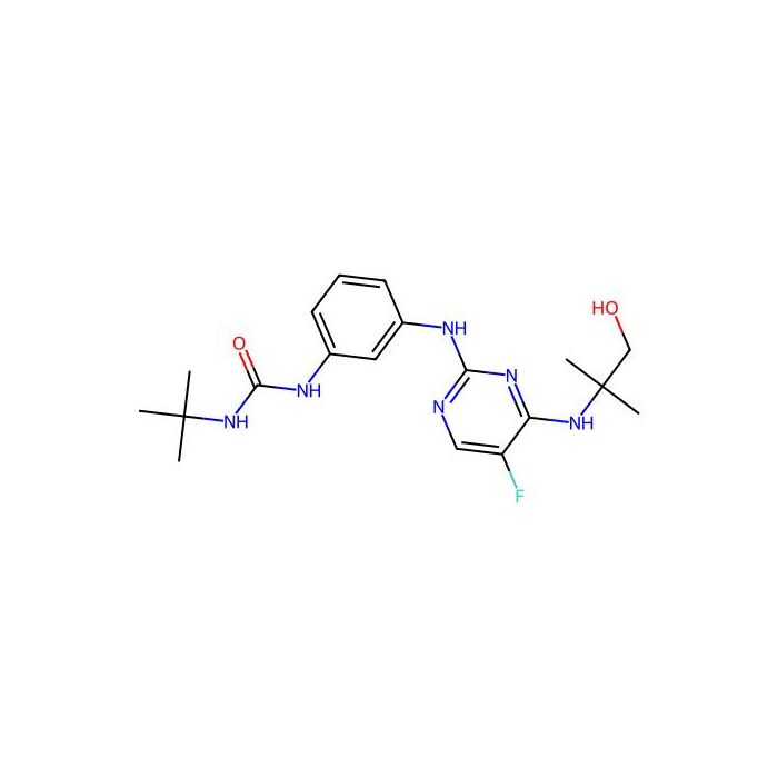 1-(Tert-butyl)-3-(3-((5-fluoro-4-((1-hydroxy-2-methylpropan-2-yl)amino)pyrimidin-2-yl)amino)phenyl)urea
