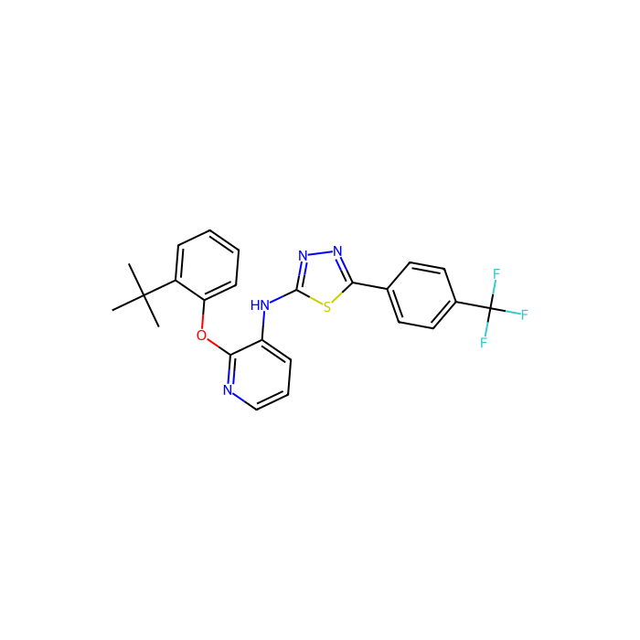 2-(2-tert-butylphenoxy)-N-{5-[4-(trifluoromethyl)phenyl]-1,3,4-thiadiazol-2-yl}pyridin-3-amine, P2Y 1 受体拮抗剂