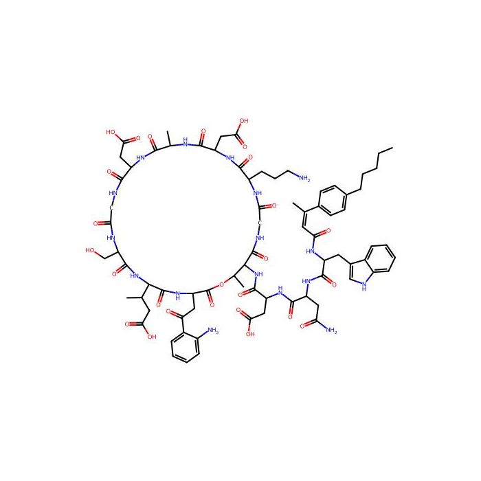 Unk-D-Trp-D-Asn-Asp-Thr(1)-Gly-Orn-Asp-D-Ala-Asp-Gly-D-Ser-Glu(3R-Me)-Asp(Ph(2-NH2))-(1), 细胞膜破坏剂
