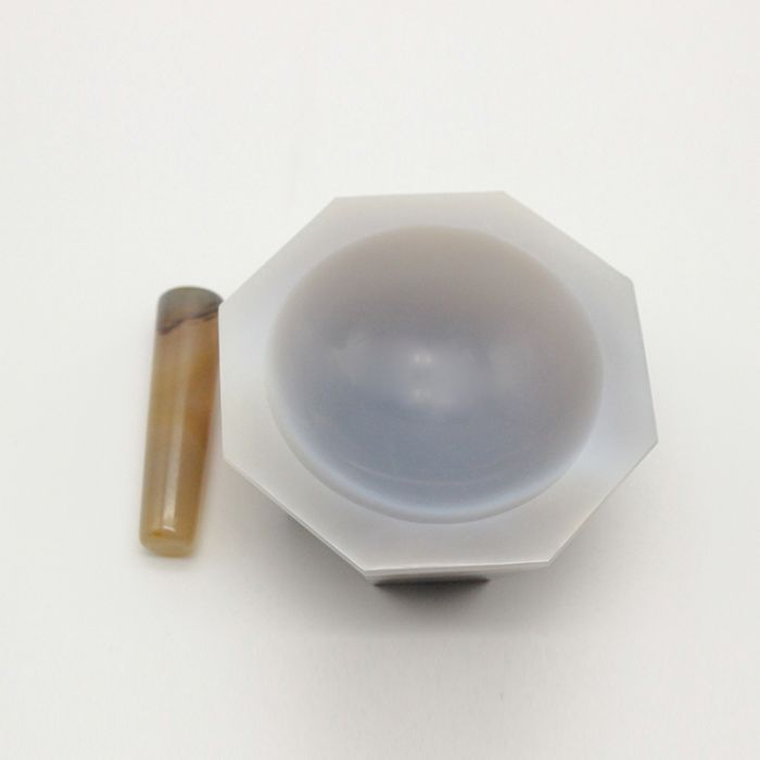 浅型玛瑙研钵,带研磨棒