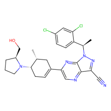 1-[(1R)-1-(2,4-Dichlorophenyl)ethyl]-6-[(4S,5R)-4-[(2S)-2-(hydroxymethyl)pyrrolidin-1-yl]-5-methylcyclohexen-1-yl]pyrazolo[3,4-b]pyrazine-3-carbonitrile