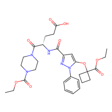 (4S)-4-({5-[1-(ethoxycarbonyl)cyclobutoxy]-1-phenyl-1H-pyrazol-3-yl}formamido)-5-[4-(ethoxycarbonyl)piperazin-1-yl]-5-oxopentanoic acid